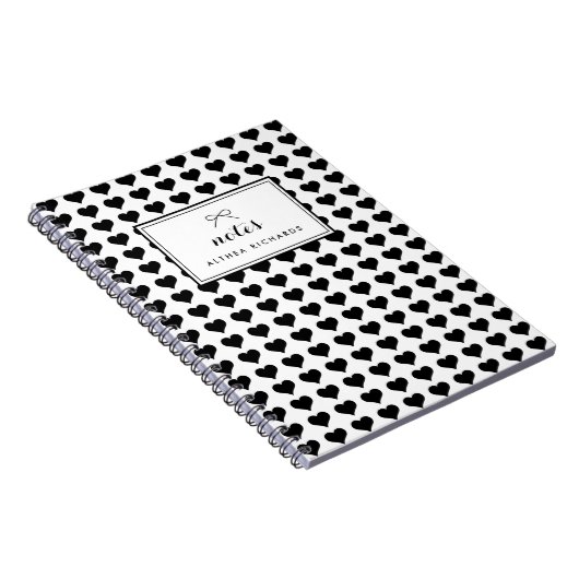 Black Hearts Pattern Gepersonaliseerd Notitieboek (Rechterzijde)