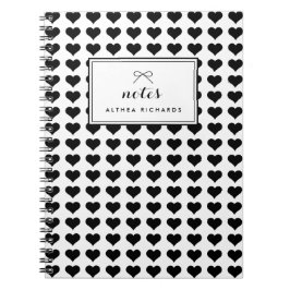 Black Hearts Pattern Gepersonaliseerd Notitieboek