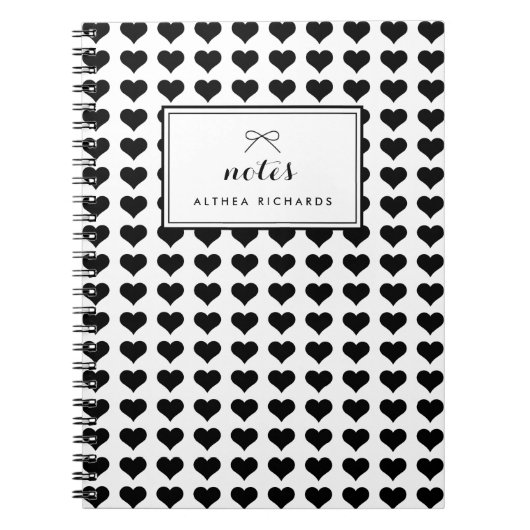 Black Hearts Pattern Gepersonaliseerd Notitieboek (Voorkant)