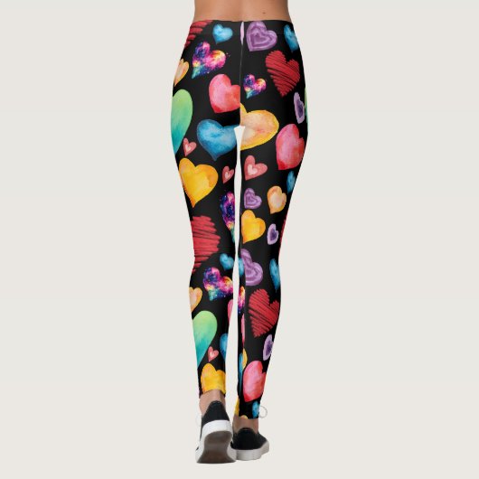 Black Hearts Pattern Leggings (Achterkant)