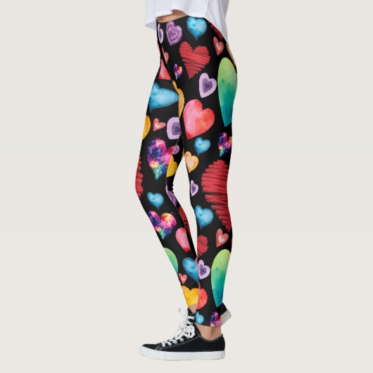 Black Hearts Pattern Leggings (Links)
