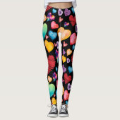 Black Hearts Pattern Leggings (Voorkant)