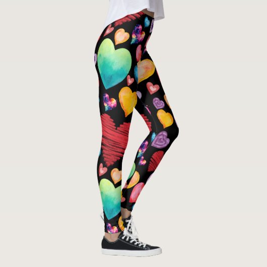 Black Hearts Pattern Leggings (Rechts)