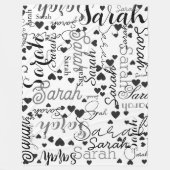 Black Hearts Persoonlijke naam Gerepliceerde allov Fleece Deken (Voorkant)