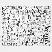 Black Hearts Persoonlijke naam Gerepliceerde allov Fleece Deken (Voorkant (Horizontaal))