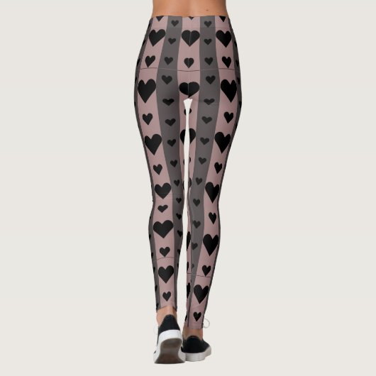 Black Hearts Pink Stripes Leggings (Achterkant)