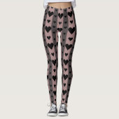 Black Hearts Pink Stripes Leggings (Voorkant)