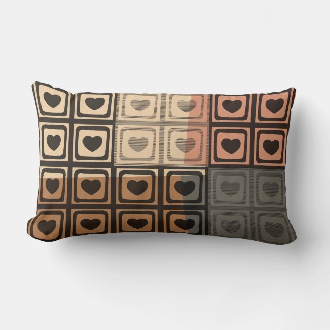 Black Hearts Retro Pillow Kussen (Voorkant)