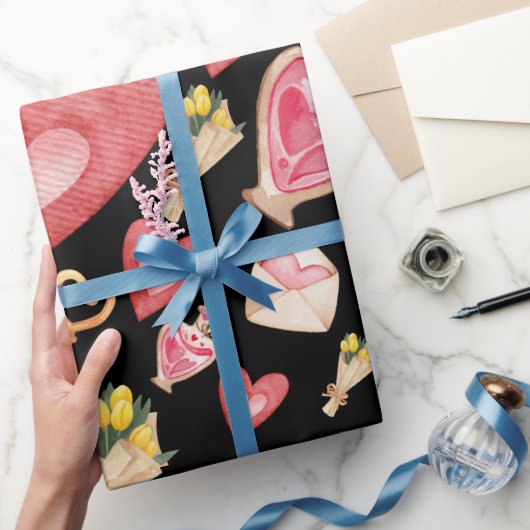 Black Hearts stijl Cadeaupapier (Geschenken)