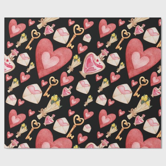 Black Hearts stijl Cadeaupapier (Vlak)