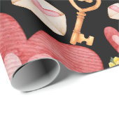 Black Hearts stijl Cadeaupapier (Rol Hoek)