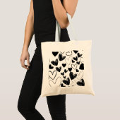 Black Hearts voor Valentijnsdag canvas tas (Voorkant (product))