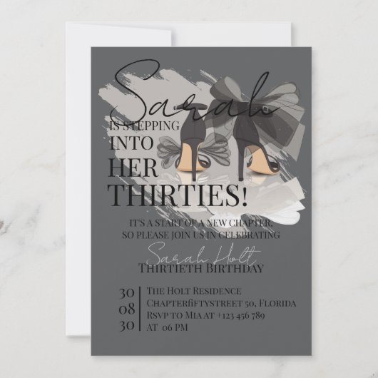 Black Heels & Ribbon Thirties Elegant Birthday Kaart (Voorkant)