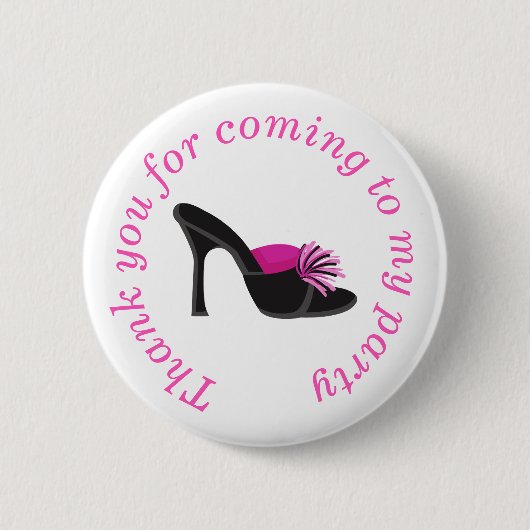 Black Heels Shoes "Bedankt voor je komst" Ronde Button 5,7 Cm (Voorkant)