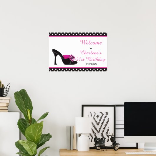 Black Heels Shoes Birthday Party Poster (Thuiskantoor)