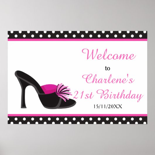 Black Heels Shoes Birthday Party Poster (Voorkant)