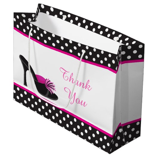 Black Heels Shoes met Black Polka Dots Groot Cadeauzakje (Voorkant Gekanteld)