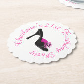 Black Heels Shoes met Black Polka Dots Kartonnen Onderzetters (Gekanteld)