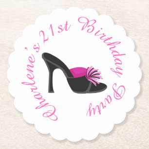 Black Heels Shoes met Black Polka Dots Kartonnen Onderzetters