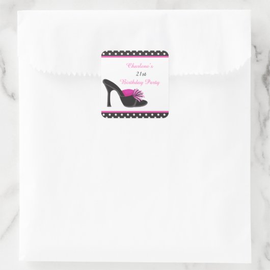 Black Heels Shoes with Black Polka Dots Vierkante Sticker (Tas)