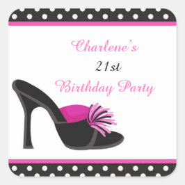 Black Heels Shoes with Black Polka Dots Vierkante Sticker
