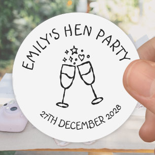 Black Hen-feest Bachelorette Toast Ronde Sticker