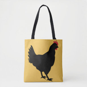 Black Hen op een mosterdachtergrond Tote Bag