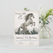 Black Hengst Paard Verjaardagsfeest Uitnodiging (Staand voorkant)