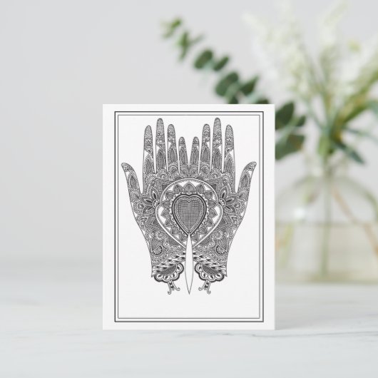 Black Henna Hands Briefkaart (Staand voorkant)