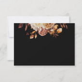 Black Herfst Copper Floral Wedding RSVP Kaart (Achterkant)