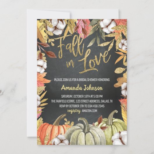 Black Herfst in Love Bridal Shower Uitnodiging (Voorkant)