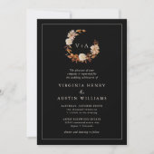 Black Herfst Monogrammed Wedding Kaart (Voorkant)