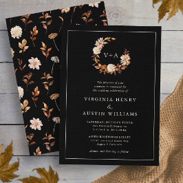 Black Herfst Monogrammed Wedding Kaart