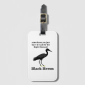 Black Heron Egret Bird Bagagelabel (Voorkant (verticaal))