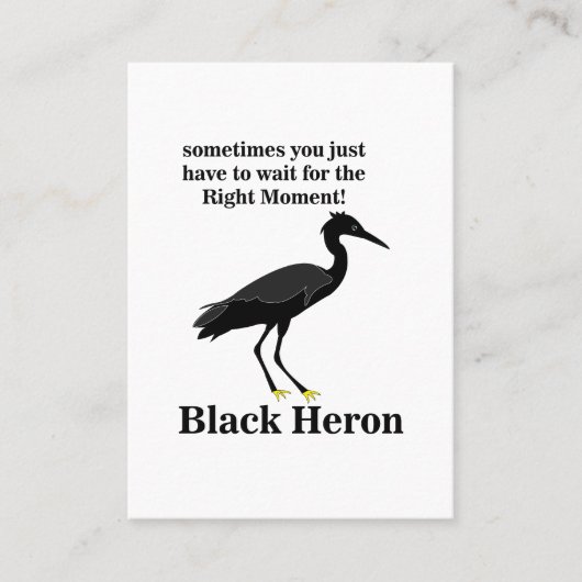 Black Heron Egret Bird Wildlife Visitekaartje (Voorkant)
