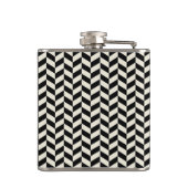 Black Herringbone Chevron Pattern met monogram Heupfles (Achterkant)