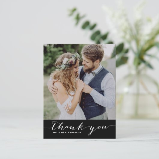 Black | Het huwelijk van het manuscript Dank u Ver Briefkaart (Staand voorkant)