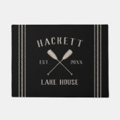 Black | Het meer Rustic Oars, gepersonaliseerd Deurmat (Voorkant)