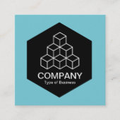 Black Hexagon - Geometric Blocks - Robin Egg Blue Vierkante Visitekaartje (Voorkant)