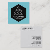 Black Hexagon - Geometric Blocks - Robin Egg Blue Vierkante Visitekaartje (Voorkant / Achterkant)