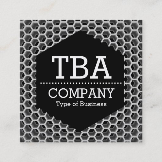 Black Hexagon - Honeycomb Vierkante Visitekaartje (Voorkant)