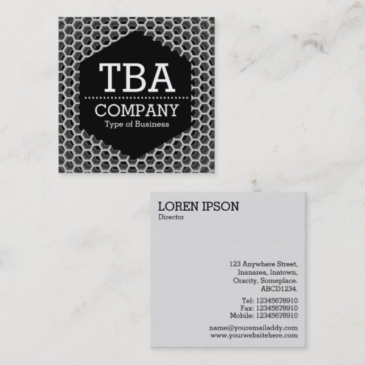 Black Hexagon - Honeycomb Vierkante Visitekaartje (Voorkant / Achterkant)