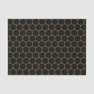 Black Hexagon Pattern in Gold Glitter Lijst Tissuepapier