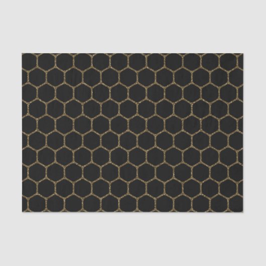 Black Hexagon Pattern in Gold Glitter Lijst Tissuepapier (Voorkant)