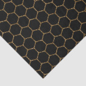 Black Hexagon Pattern in Gold Glitter Lijst Tissuepapier (Detail)