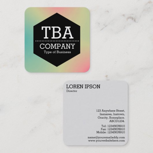 Black Hexagon - Soft Gradient Square Business Car Vierkante Visitekaartje (Voorkant / Achterkant)