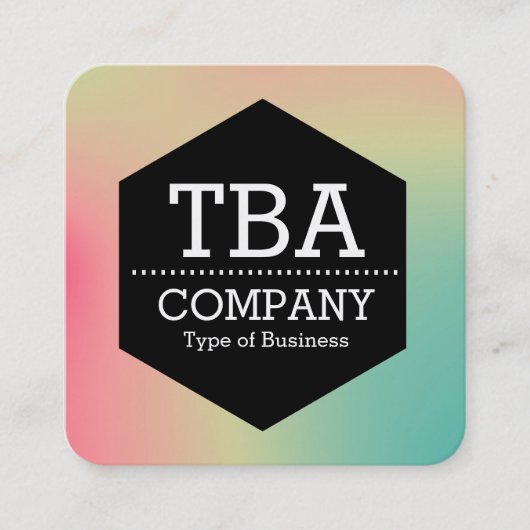 Black Hexagon - Soft Gradient Square Business Car Vierkante Visitekaartje (Voorkant)