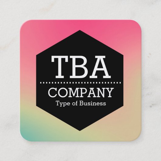 Black Hexagon - Soft Gradient Square Business Car Vierkante Visitekaartje (Voorkant)