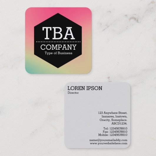 Black Hexagon - Soft Gradient Square Business Car Vierkante Visitekaartje (Voorkant / Achterkant)