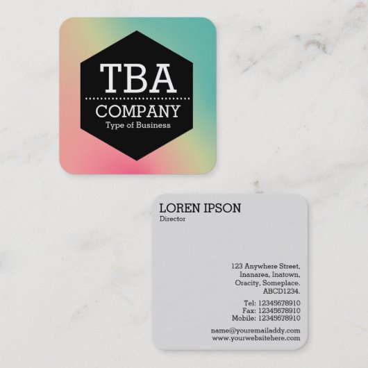 Black Hexagon - Soft Gradient Square Business Car Vierkante Visitekaartje (Voorkant / Achterkant)